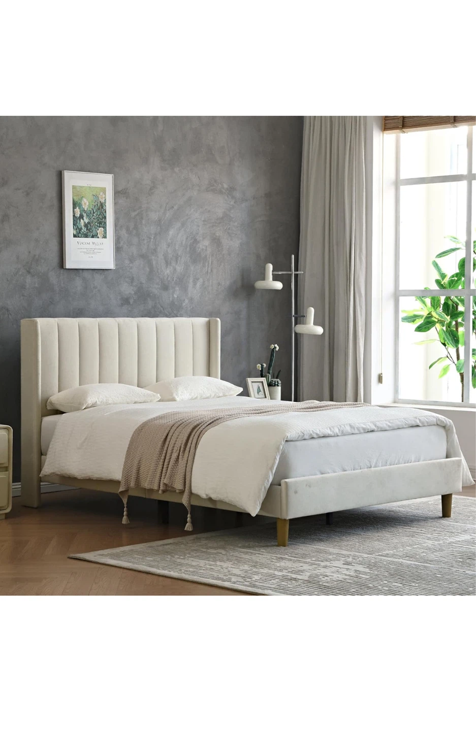 Full Size Upholstered Platform Bed Frame with Headboard