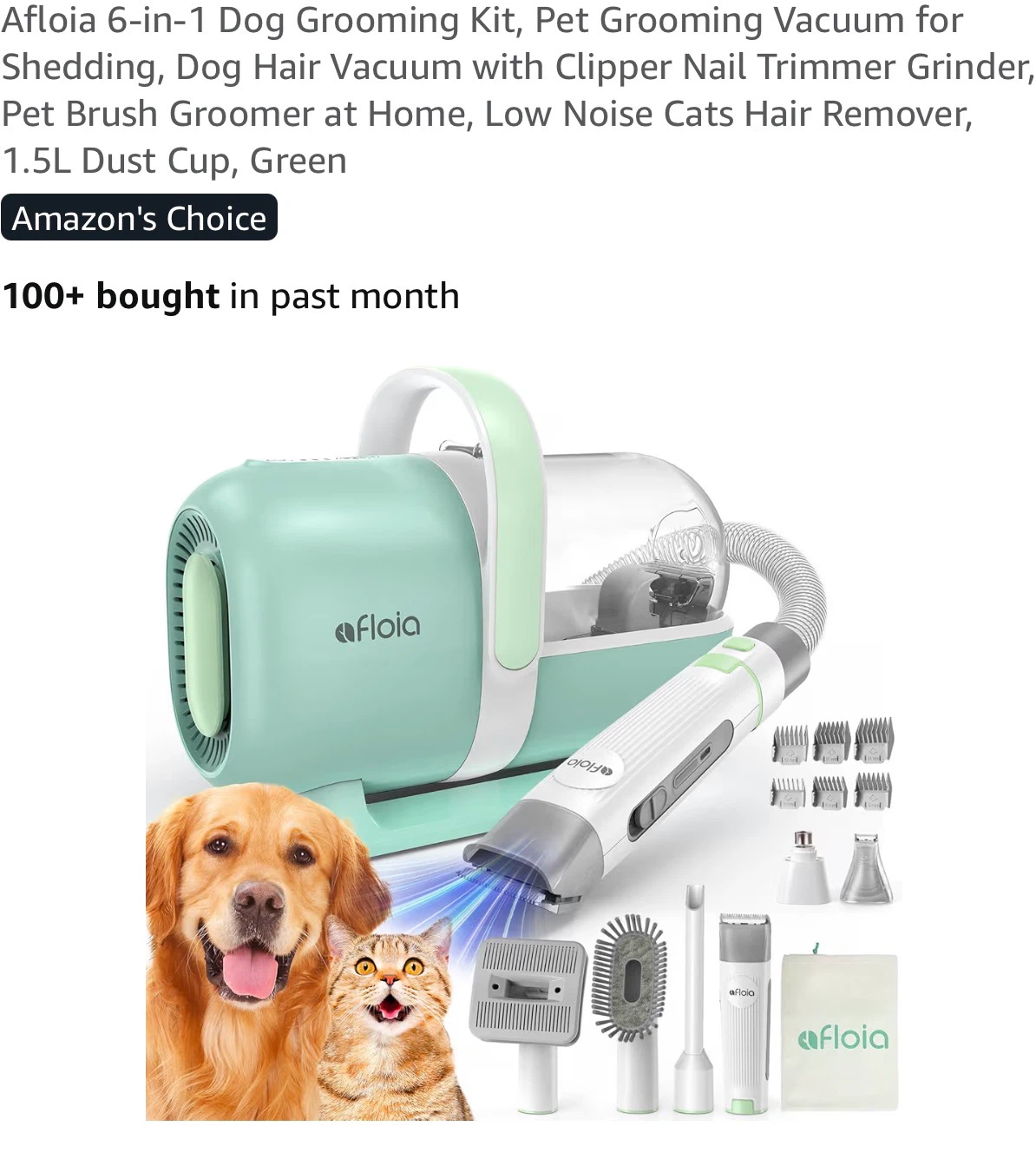 Afloia 6-in-1 Dog Grooming Kit & Pet Vacuum A61