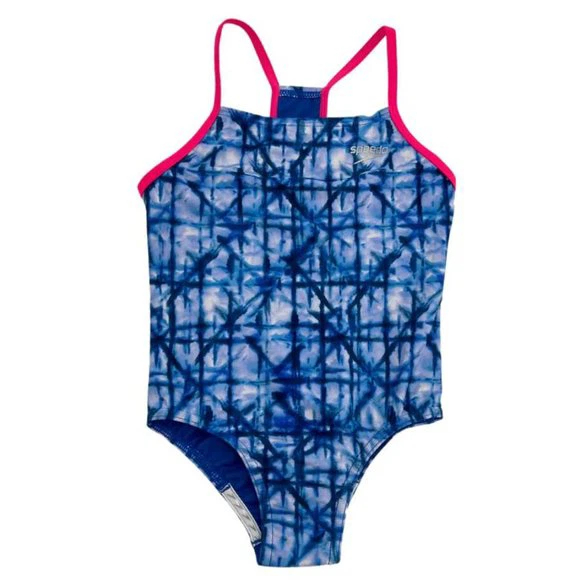 BNWT Speedo Girl's One Piece Bathing Suit | Blue & Pink | Size 8