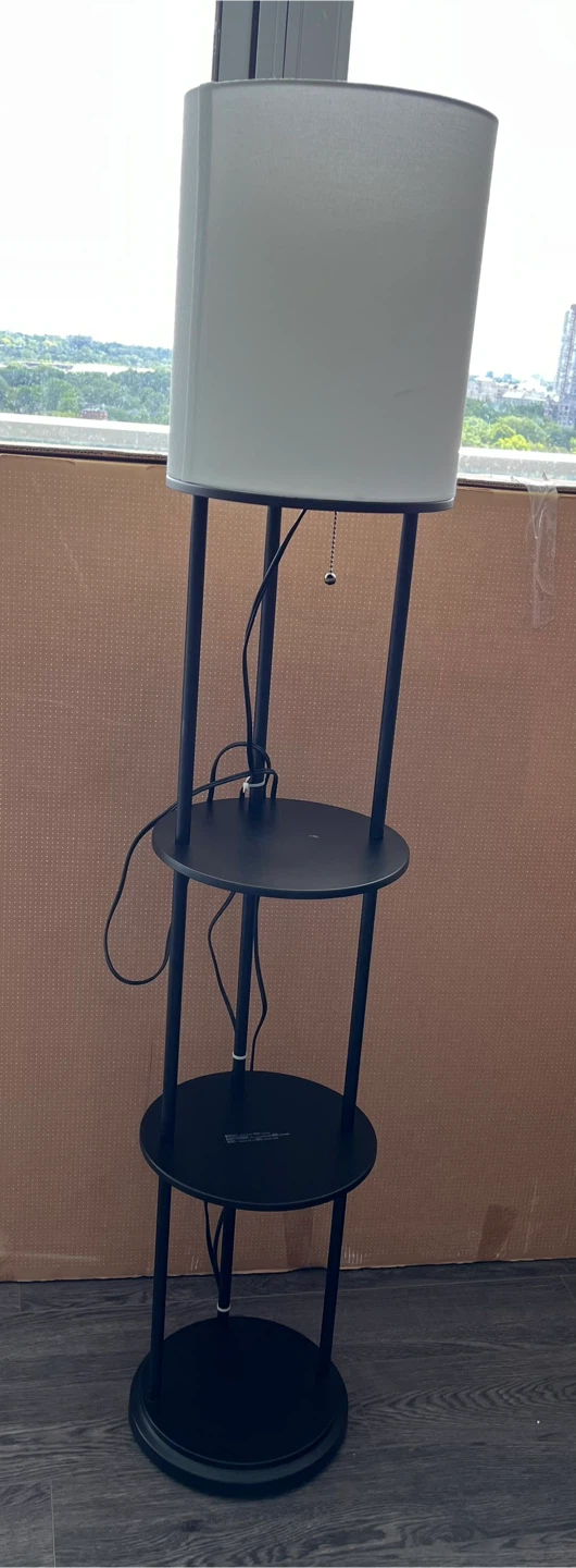 Black Floor Lamp with Shelves - photo 2