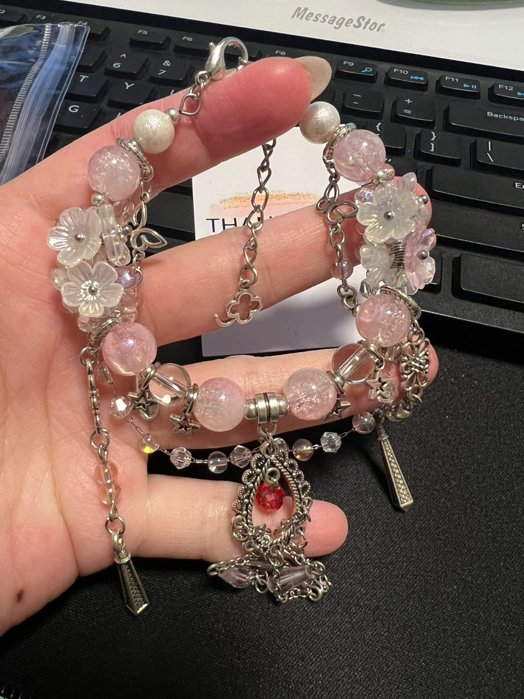 Pink Beaded Charm Bracelet - photo 3