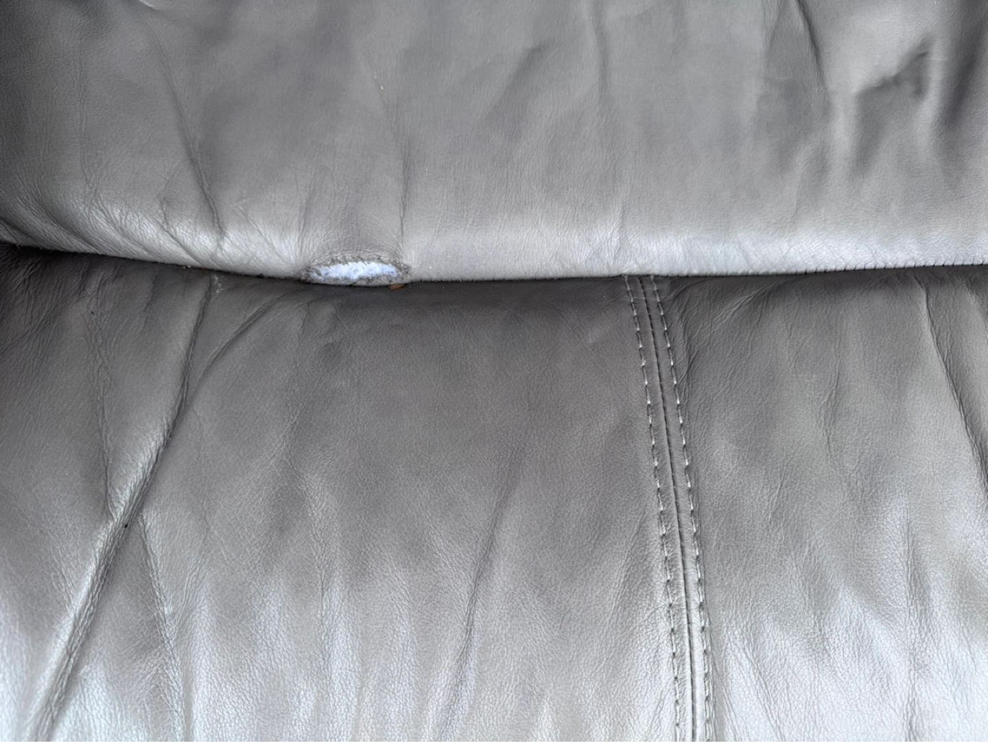 Grey Leather 3-Seater Reclining Sofa - photo 3