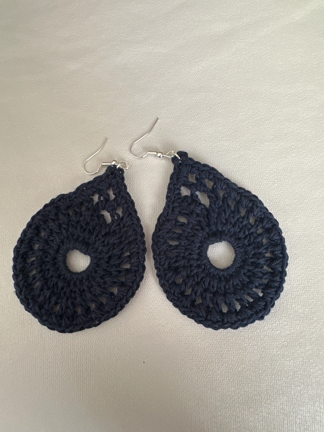 Navy Blue Crochet Teardrop Earrings - photo 3