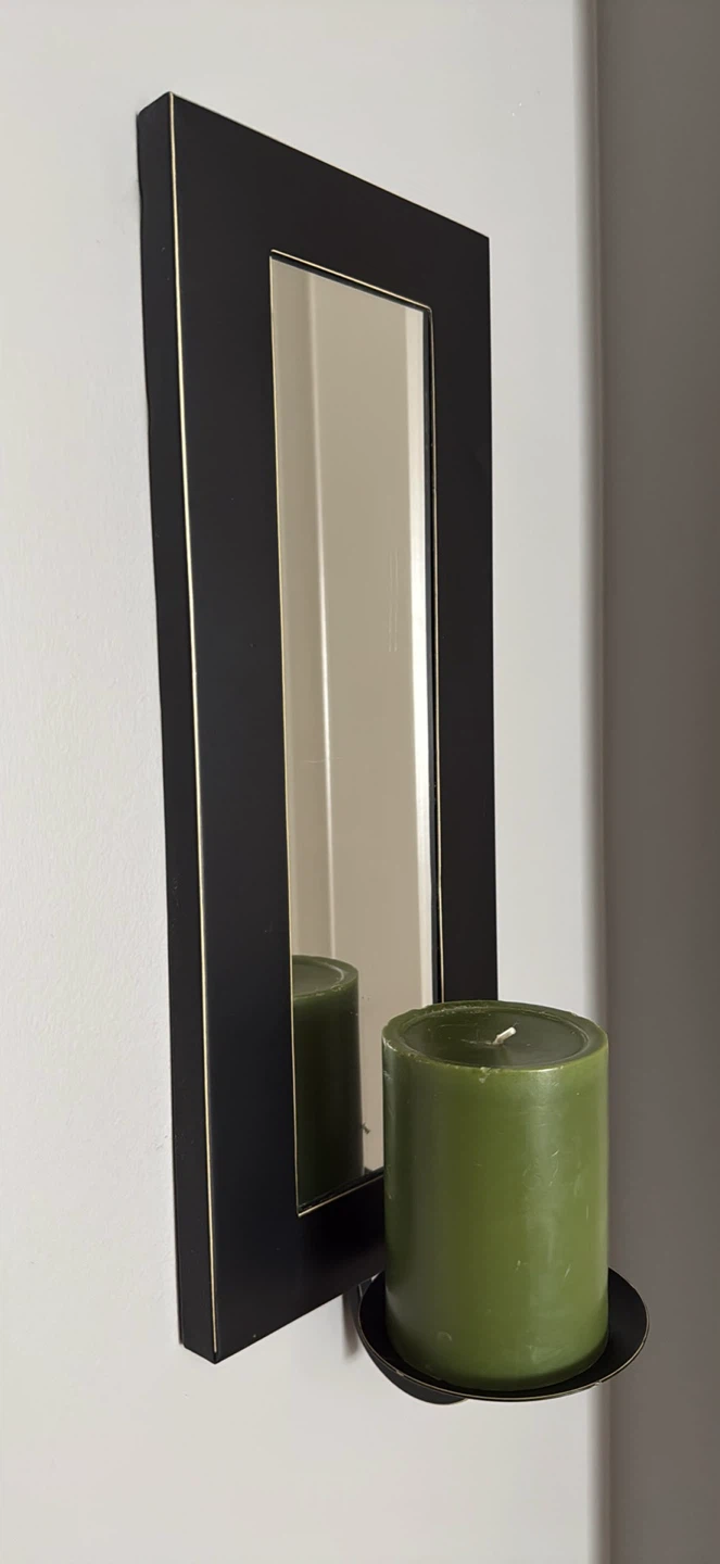 Black wall sconce mirror with candle holder