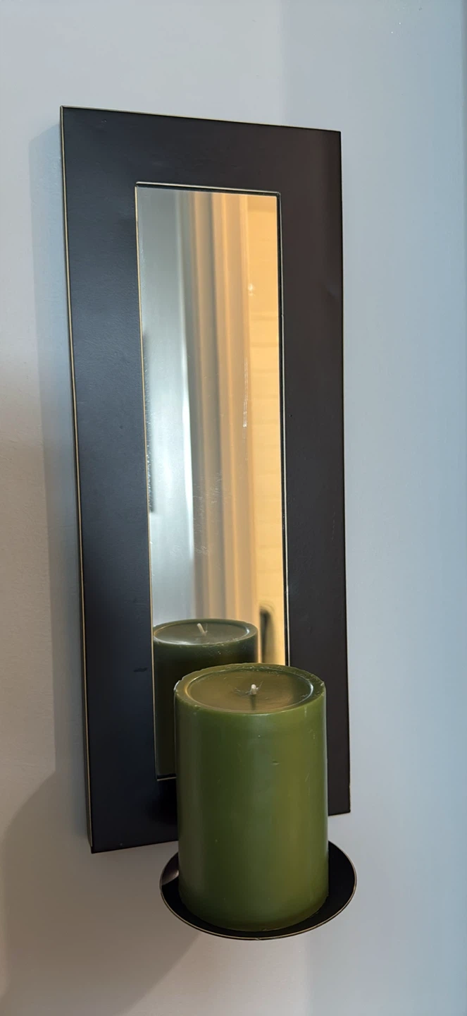 Black wall sconce mirror with candle holder - photo 2