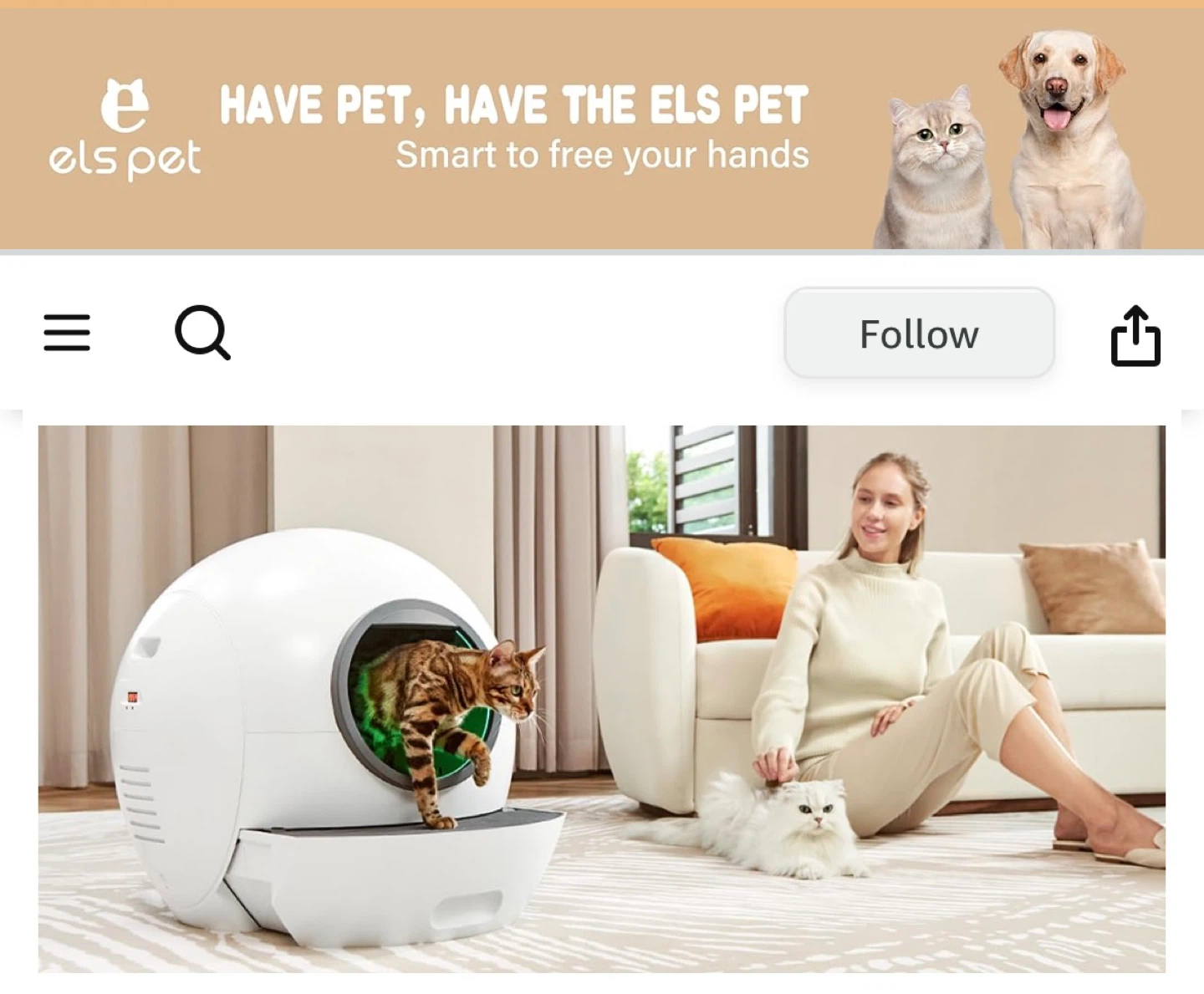 ELS PET Self-Cleaning Smart Cat Litter Box 🐱