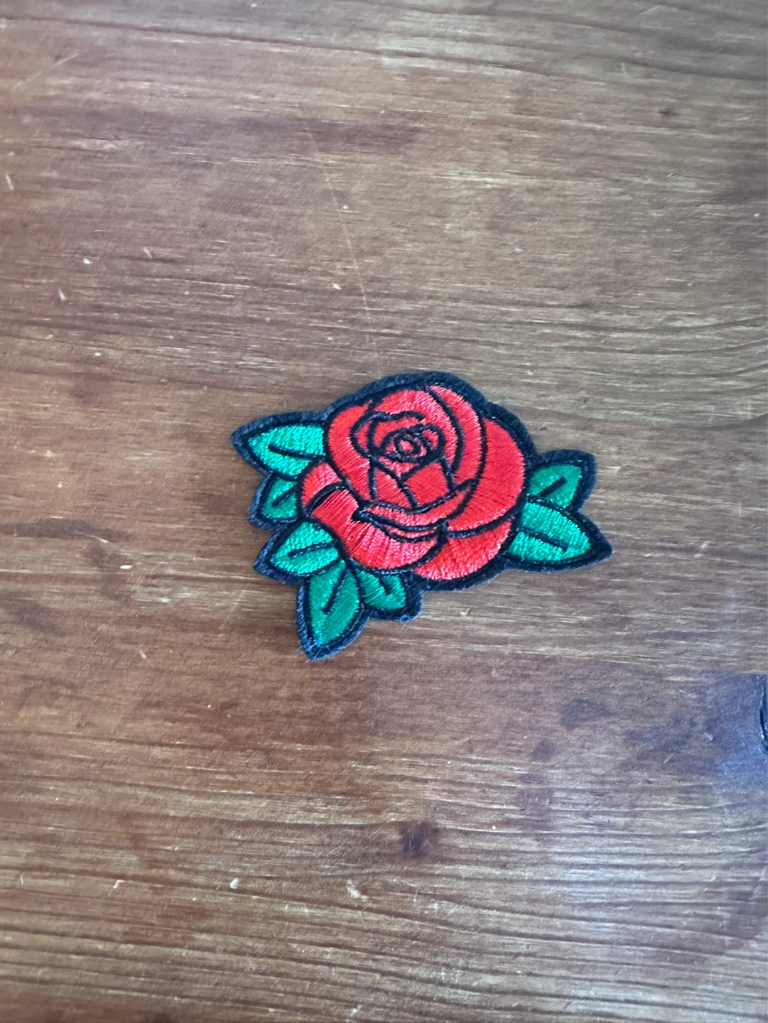 Red Rose Embroidered Patch