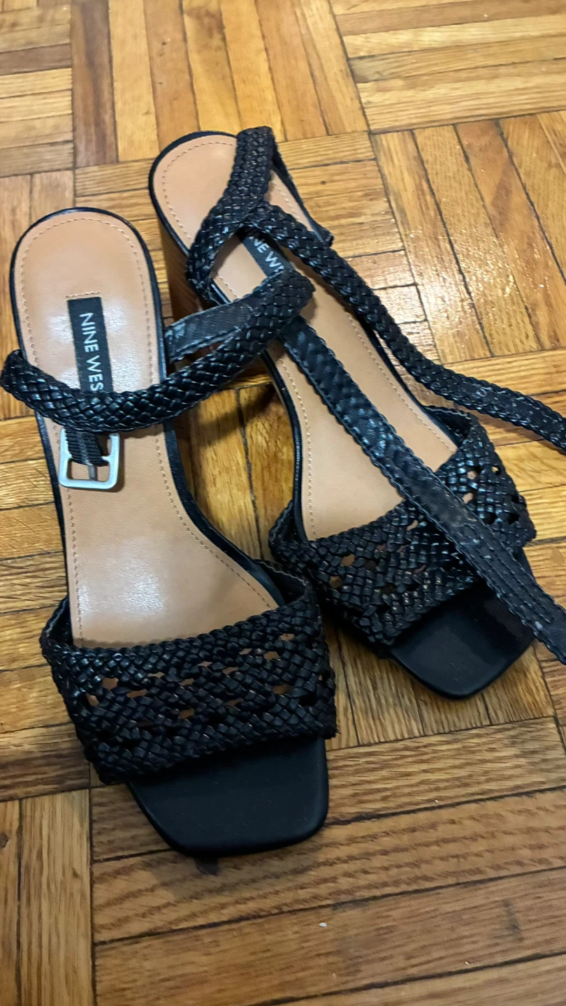 Nine West Black Woven Heeled Sandals