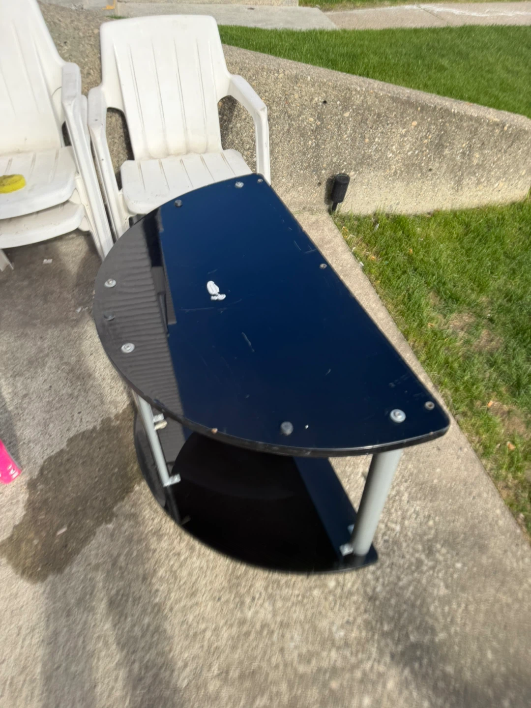 Black Glass Corner TV Stand - photo 2