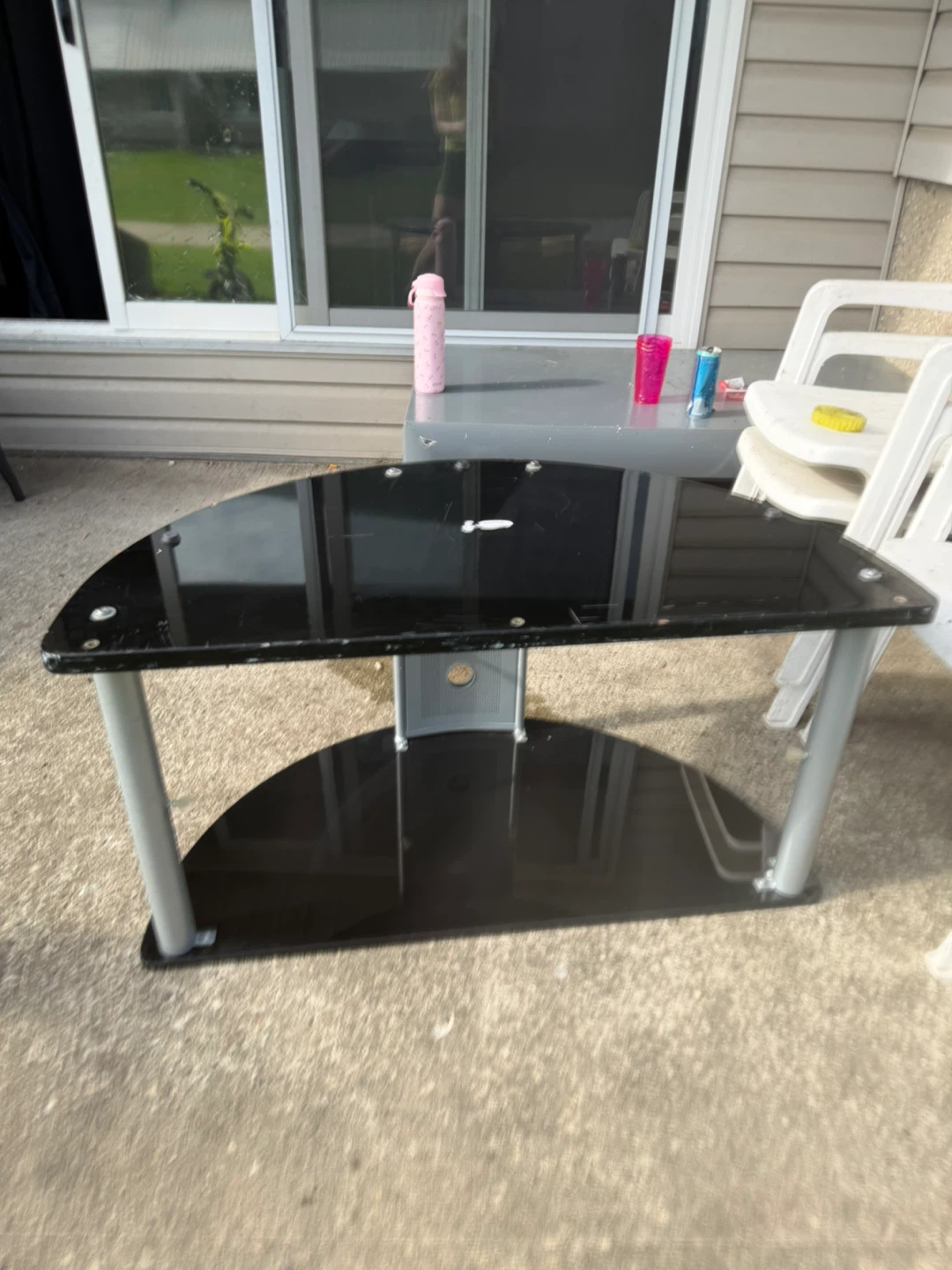 Black Glass Corner TV Stand