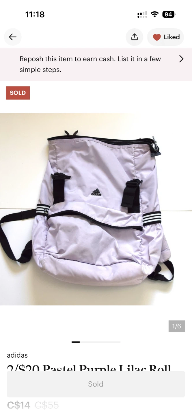 adidas Pastel Purple Lilac Roll Backpack
