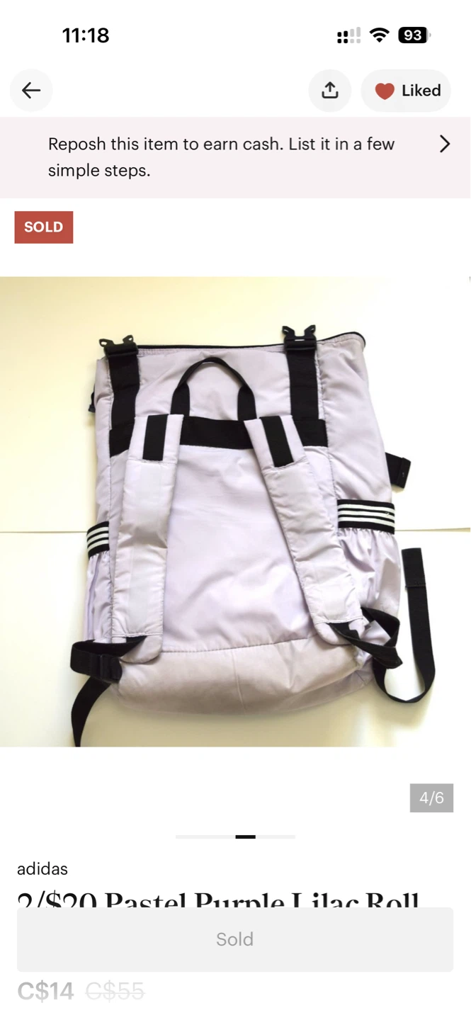adidas Pastel Purple Lilac Roll Backpack - photo 4