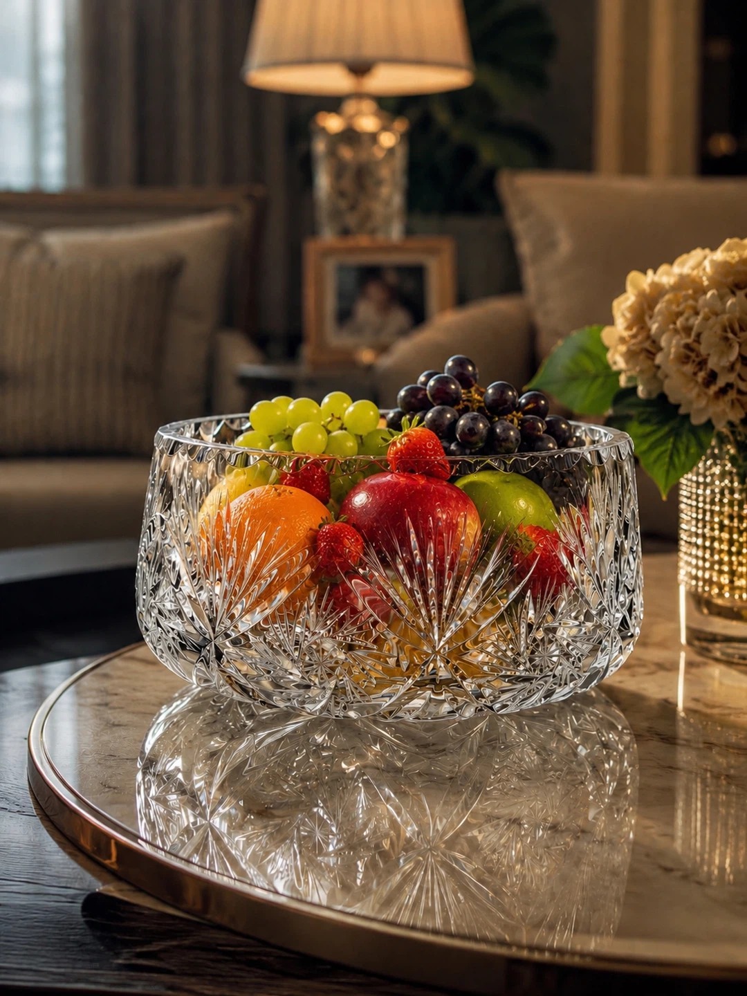 Crystal Cut Glass Serving Bowl