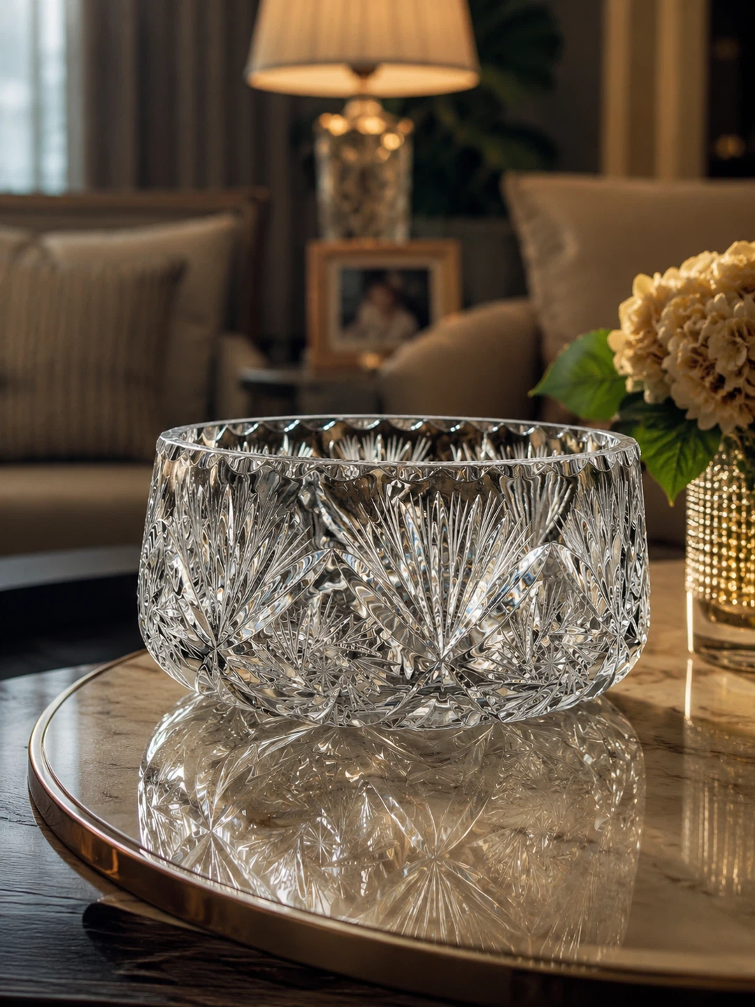 Crystal Cut Glass Serving Bowl - photo 2