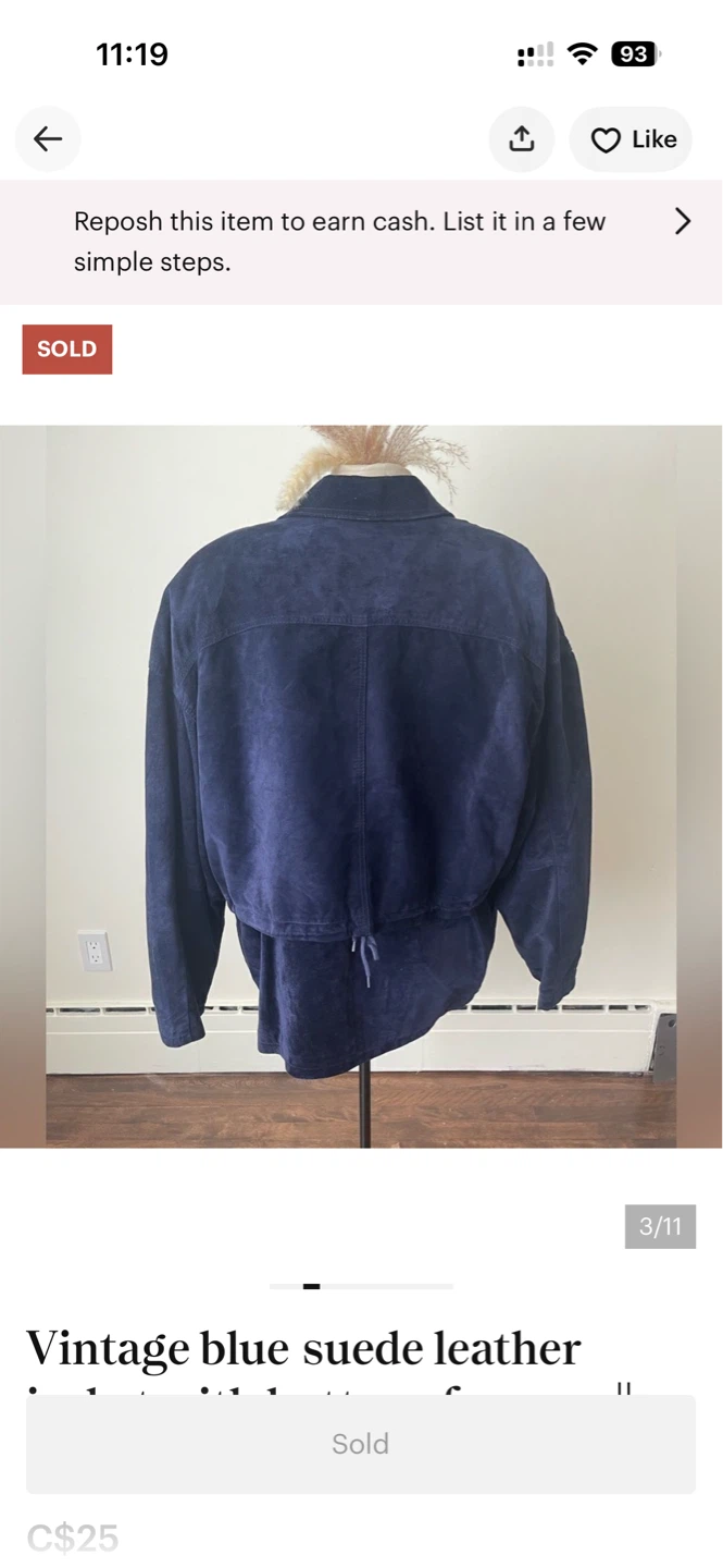 Vintage Blue Suede Leather Jacket - photo 3