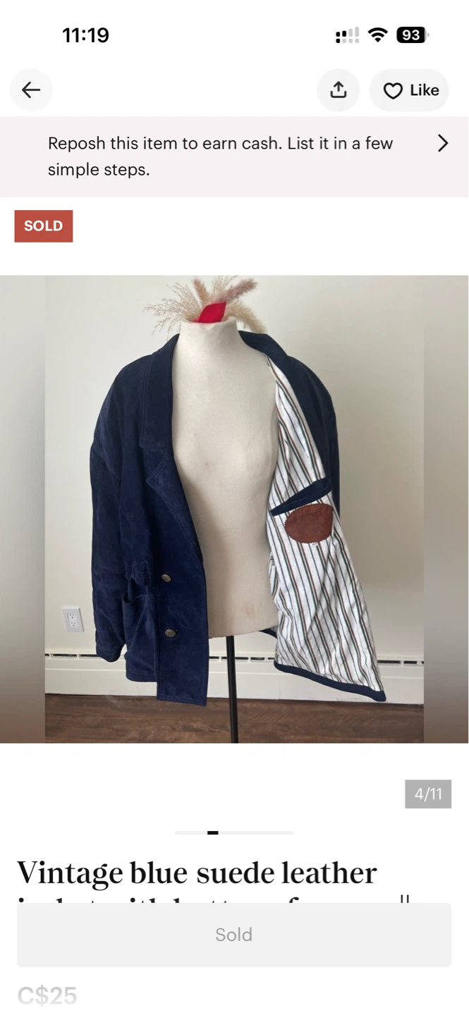 Vintage Blue Suede Leather Jacket - photo 4