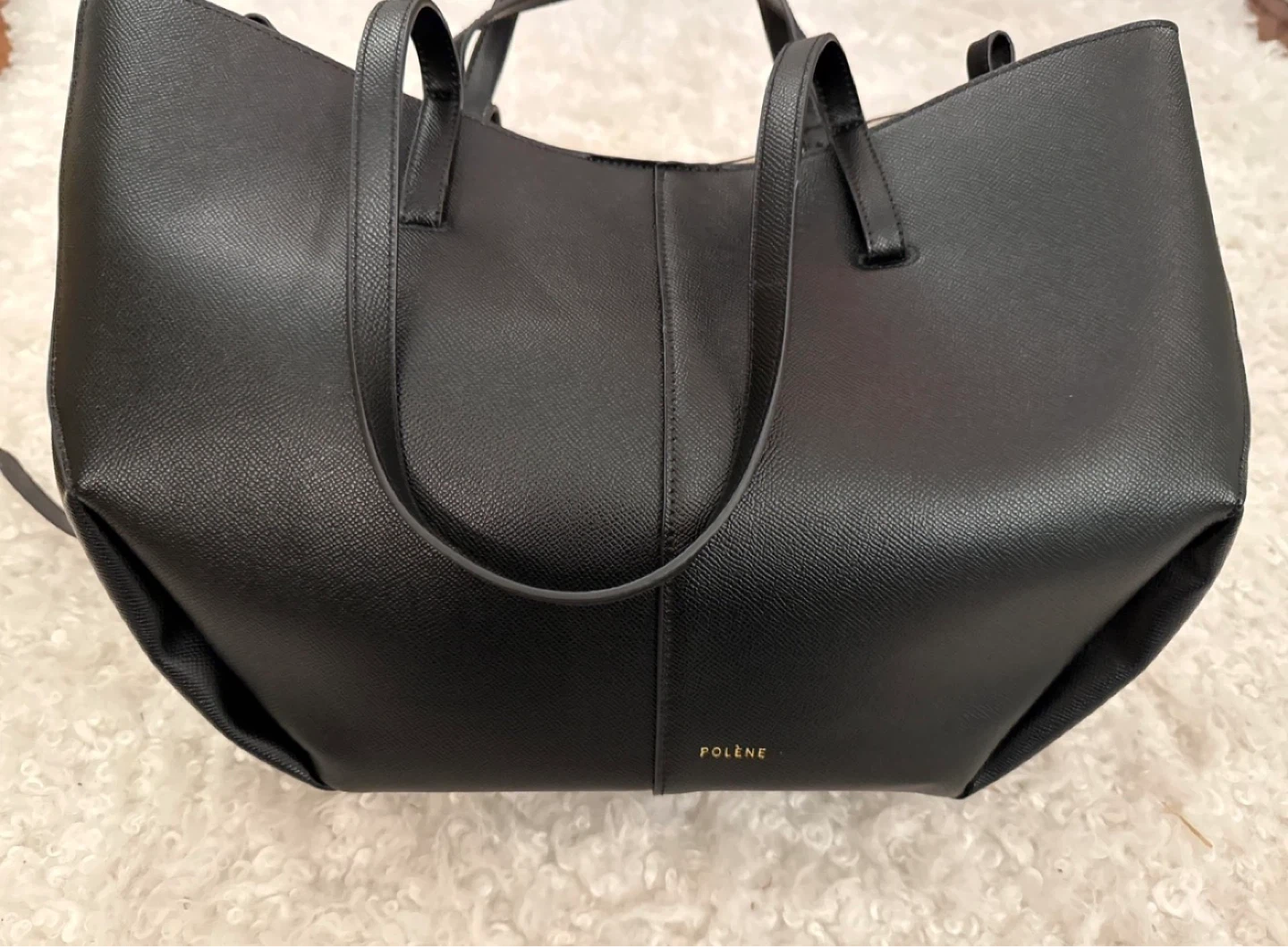 Polène Black Leather Tote Bag
