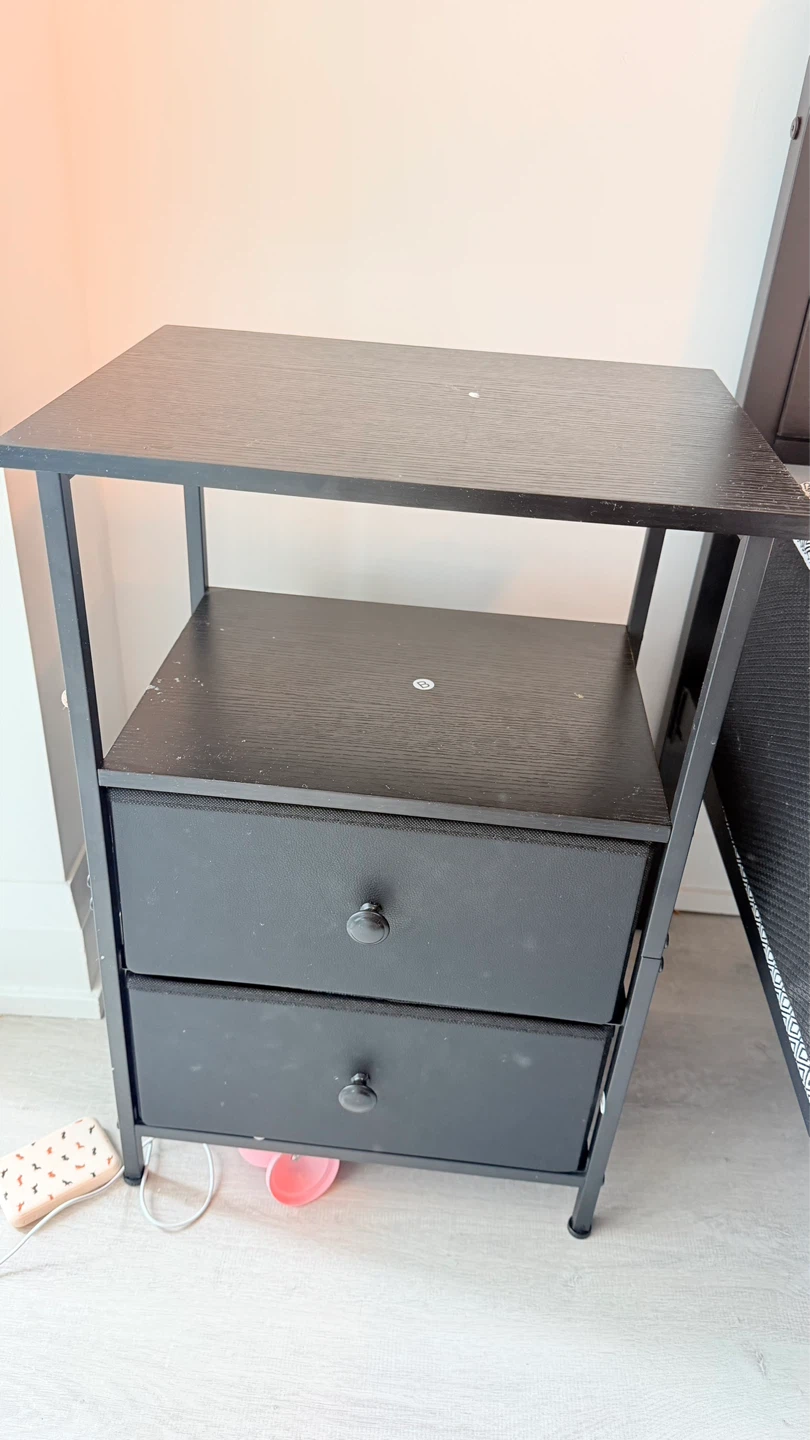 Black Two-Drawer Nightstand