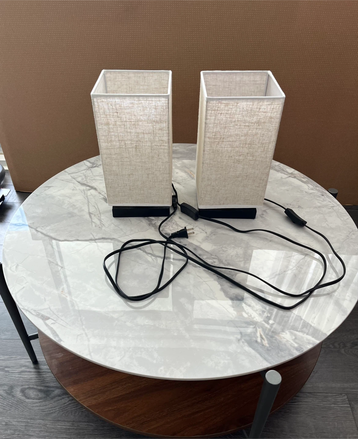 Pair of Square Table Lamps