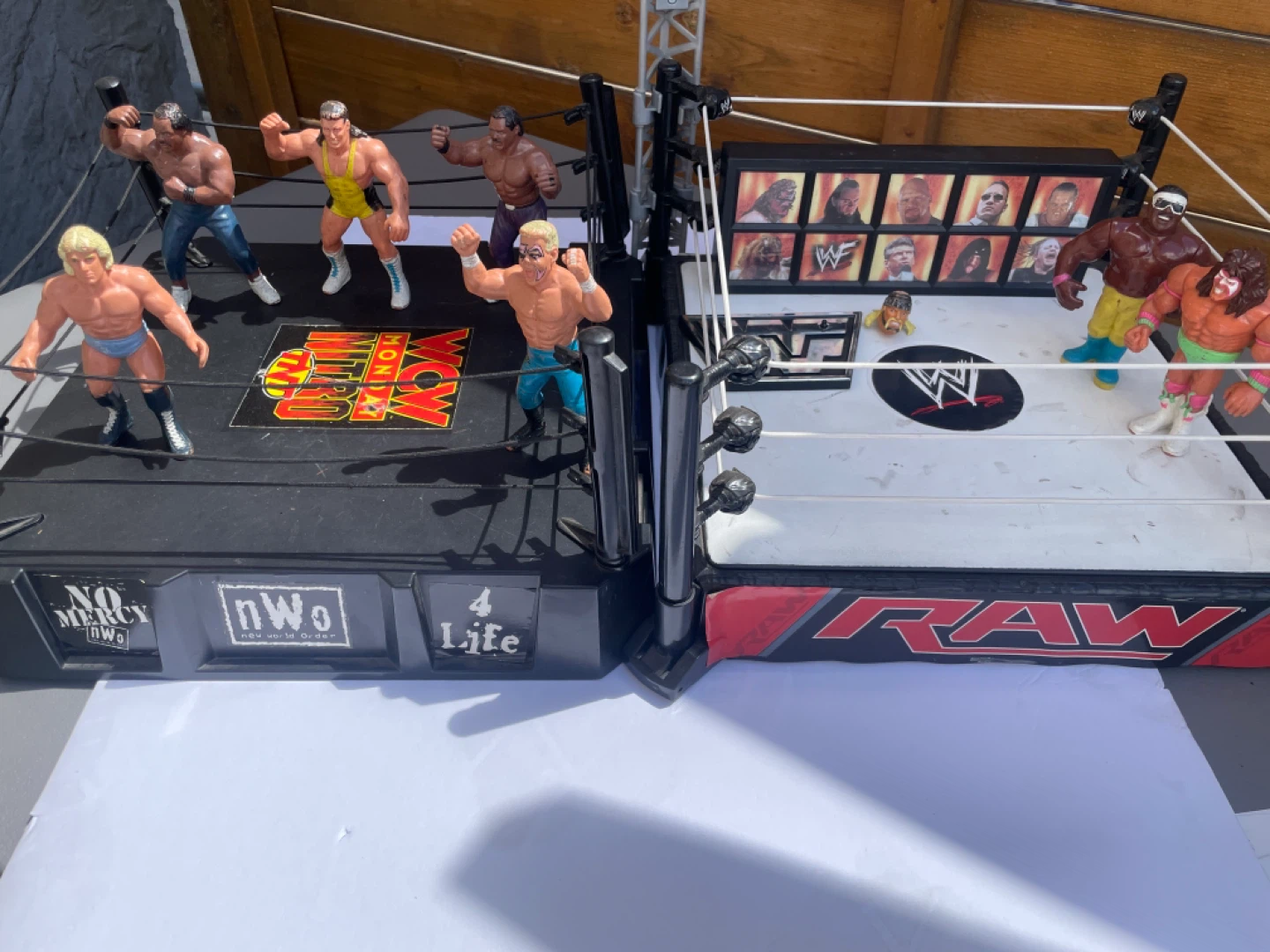 Wrestling rings and wrestlers