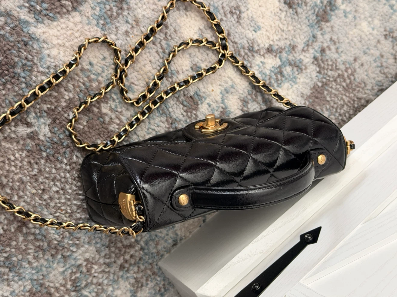 CHANEL Black Quilted Mini Flap Top Handle Bag - photo 2