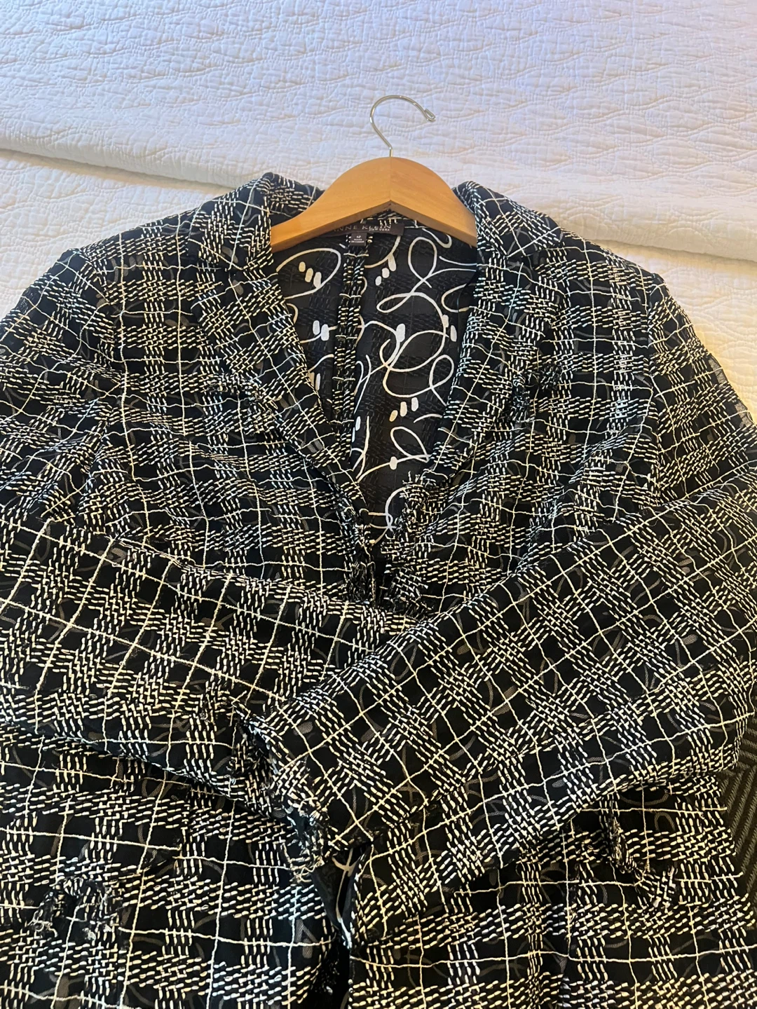 Anne Klein Black & White Patterned Blazer