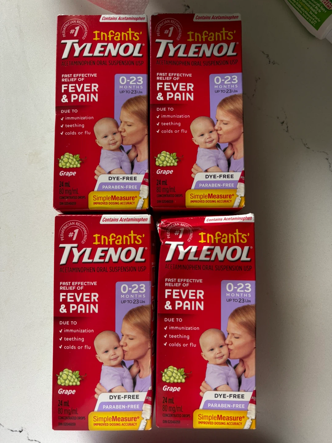 Infants' Tylenol Acetaminophen Oral Suspension USP Grape 24 mL