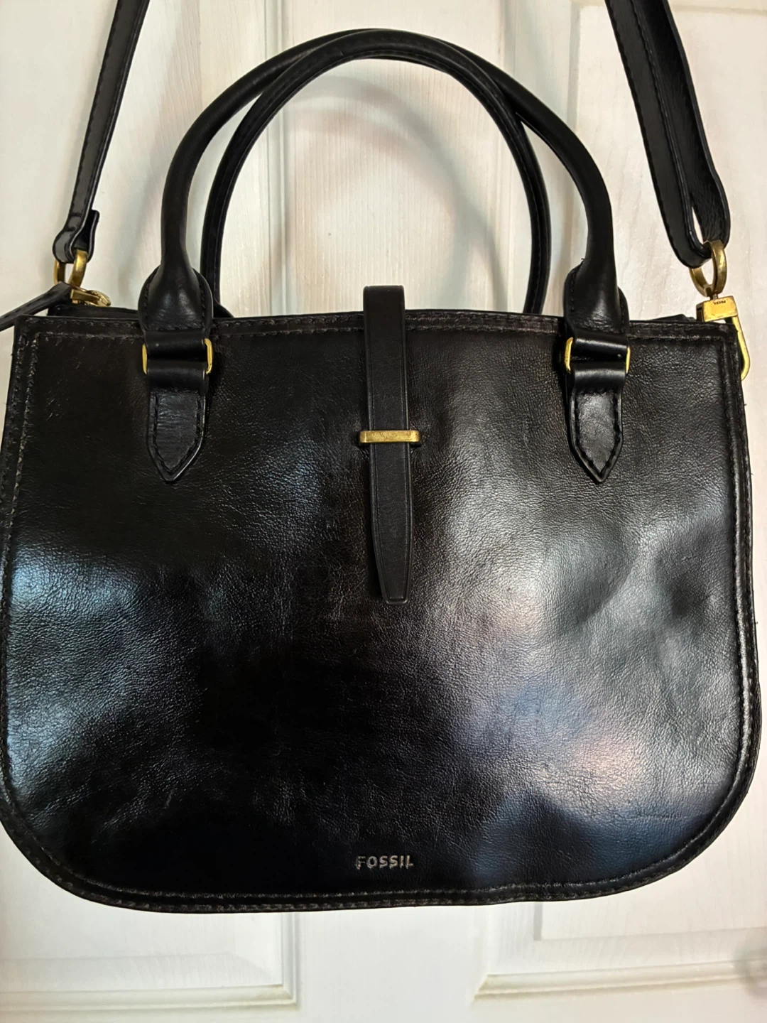 Fossil Black Leather Ryder Satchel crossbody Bag - photo 2