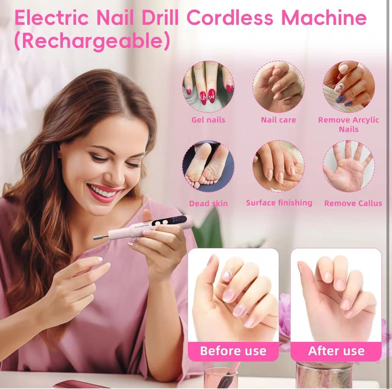 Electric Nail Drill Cordless Rechargeable Manicure Set - photo 2