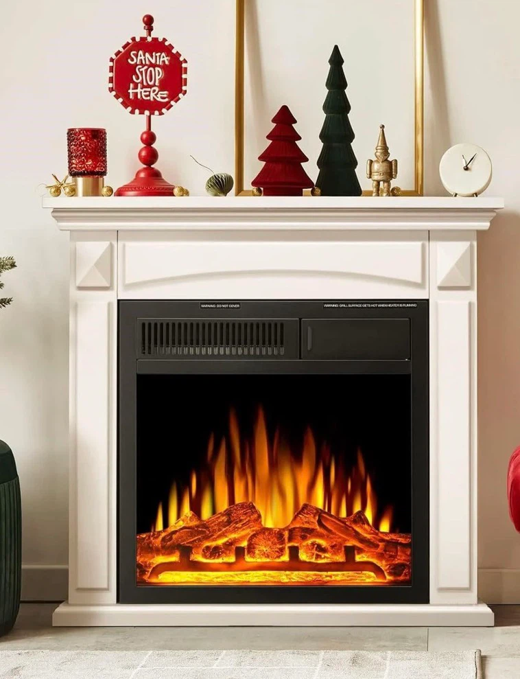 White Electric Fireplace Mantel (fireplace include)