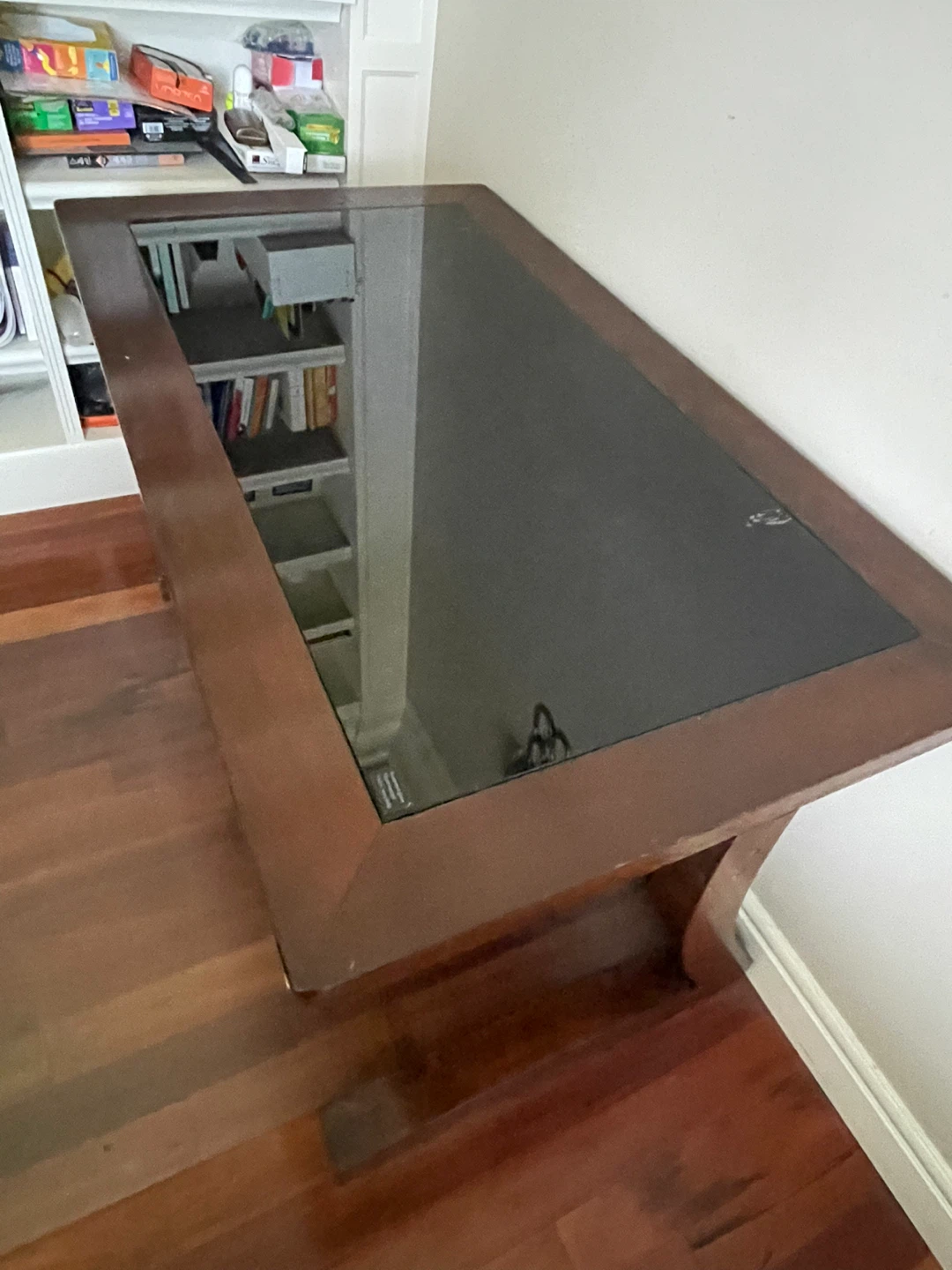 Dark Wood Desk with Glass Top - photo 3