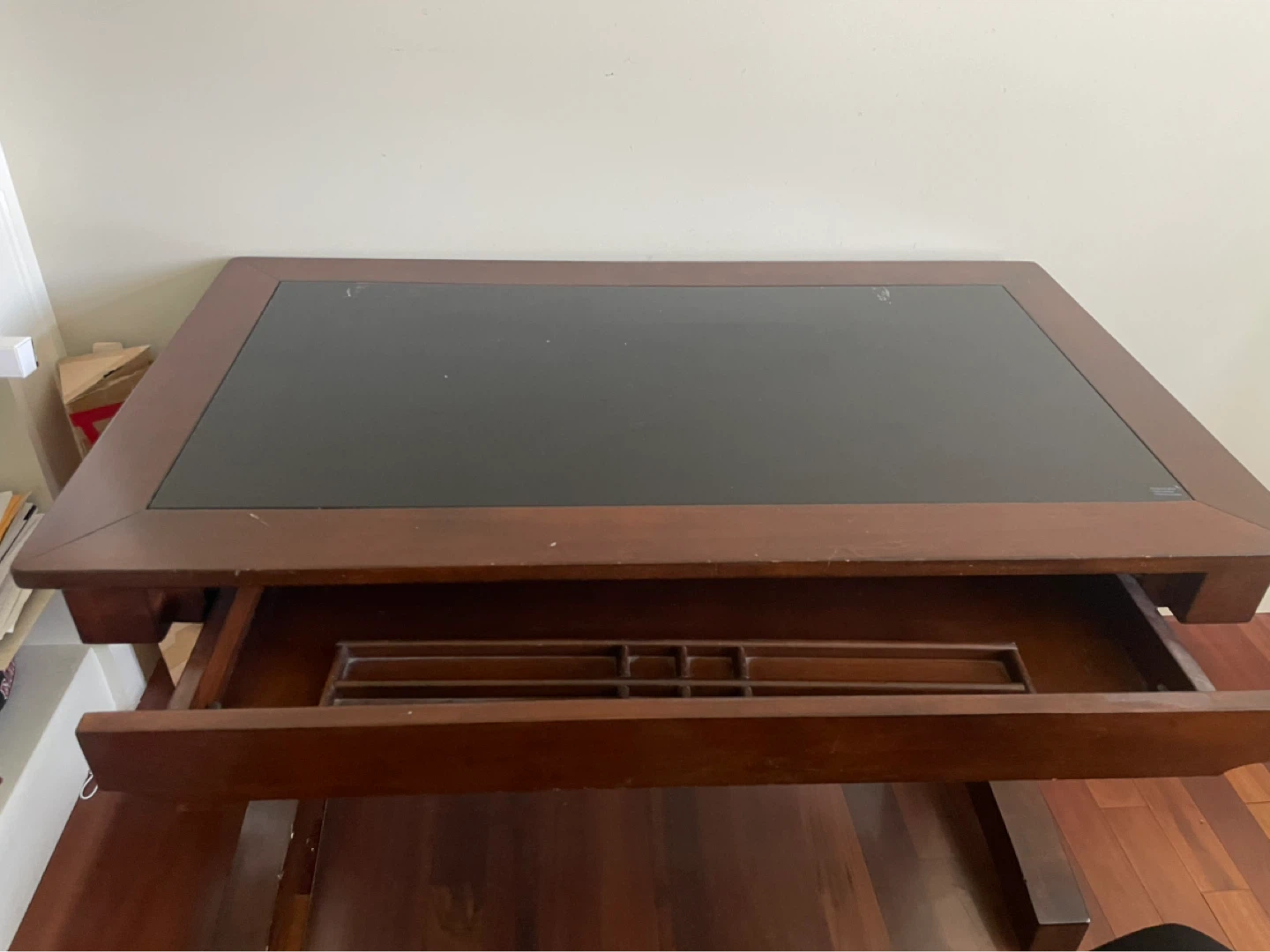 Dark Wood Desk with Glass Top - photo 2