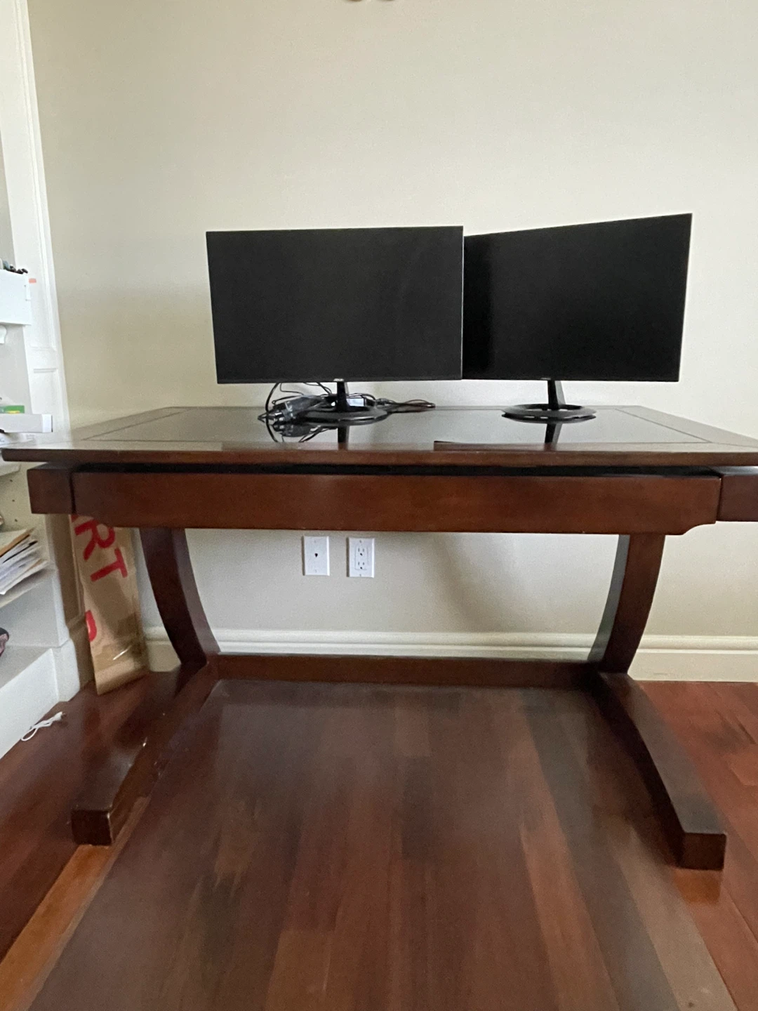 Dark Wood Desk with Glass Top