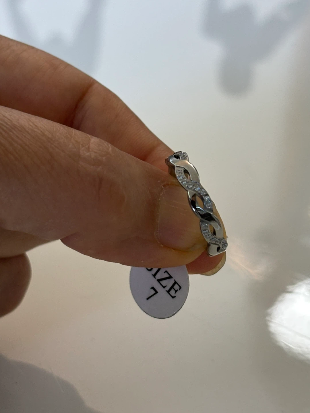 Silver-tone ring with cubic zirconia
