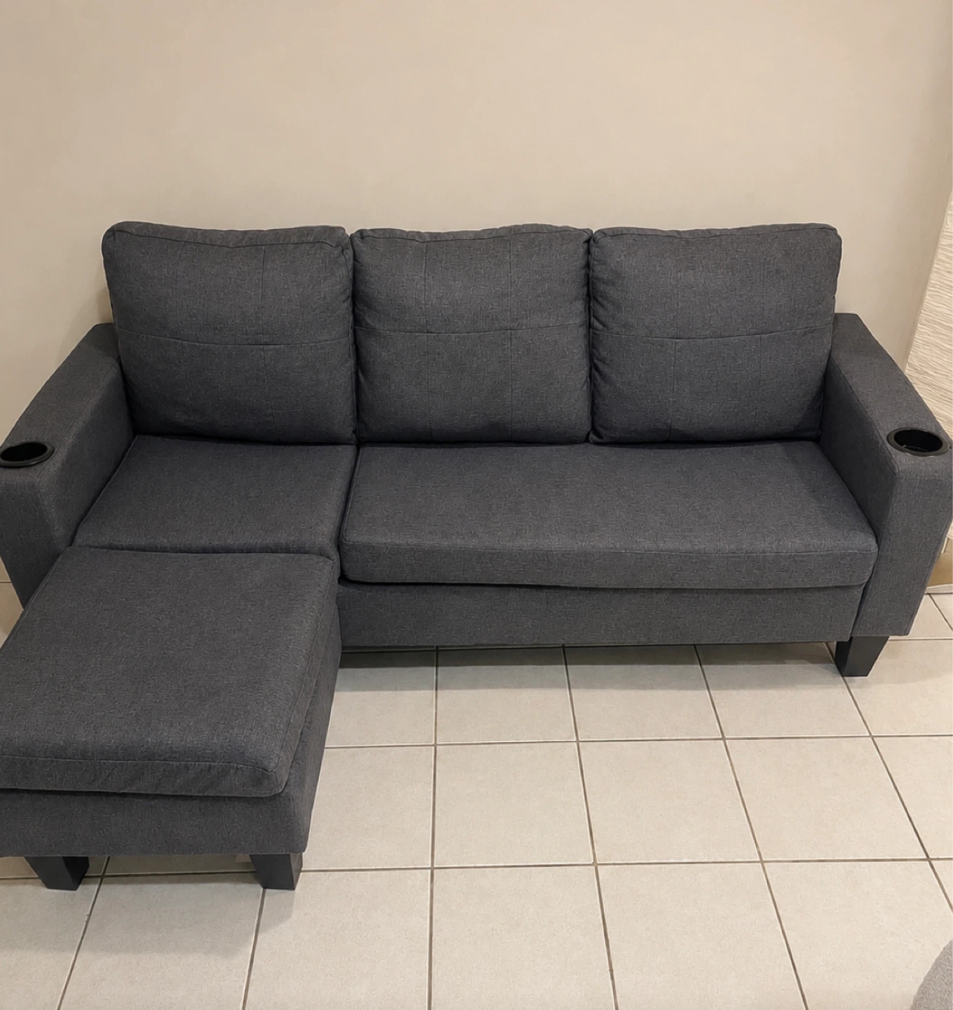 Dark Grey Sectional Sofa/ couch with Ottoman