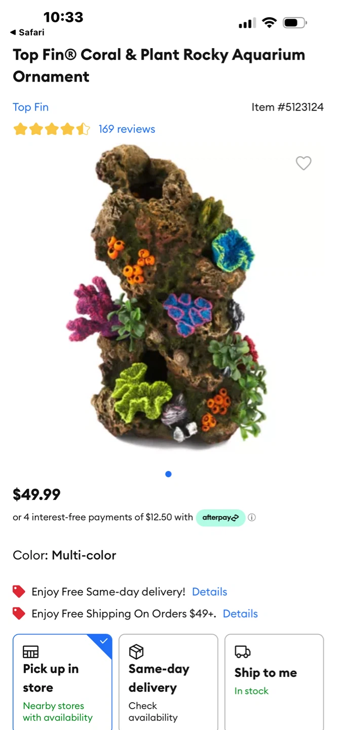 Top Fin Coral & Plant Rocky Aquarium Ornament (Set of 2) - photo 4