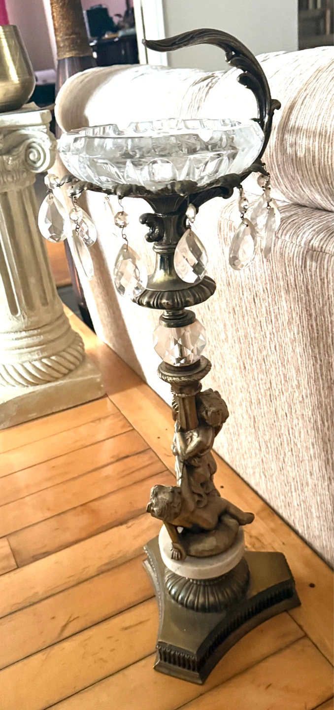 Italian Antique Crystal stand with Cherub Statue - photo 5