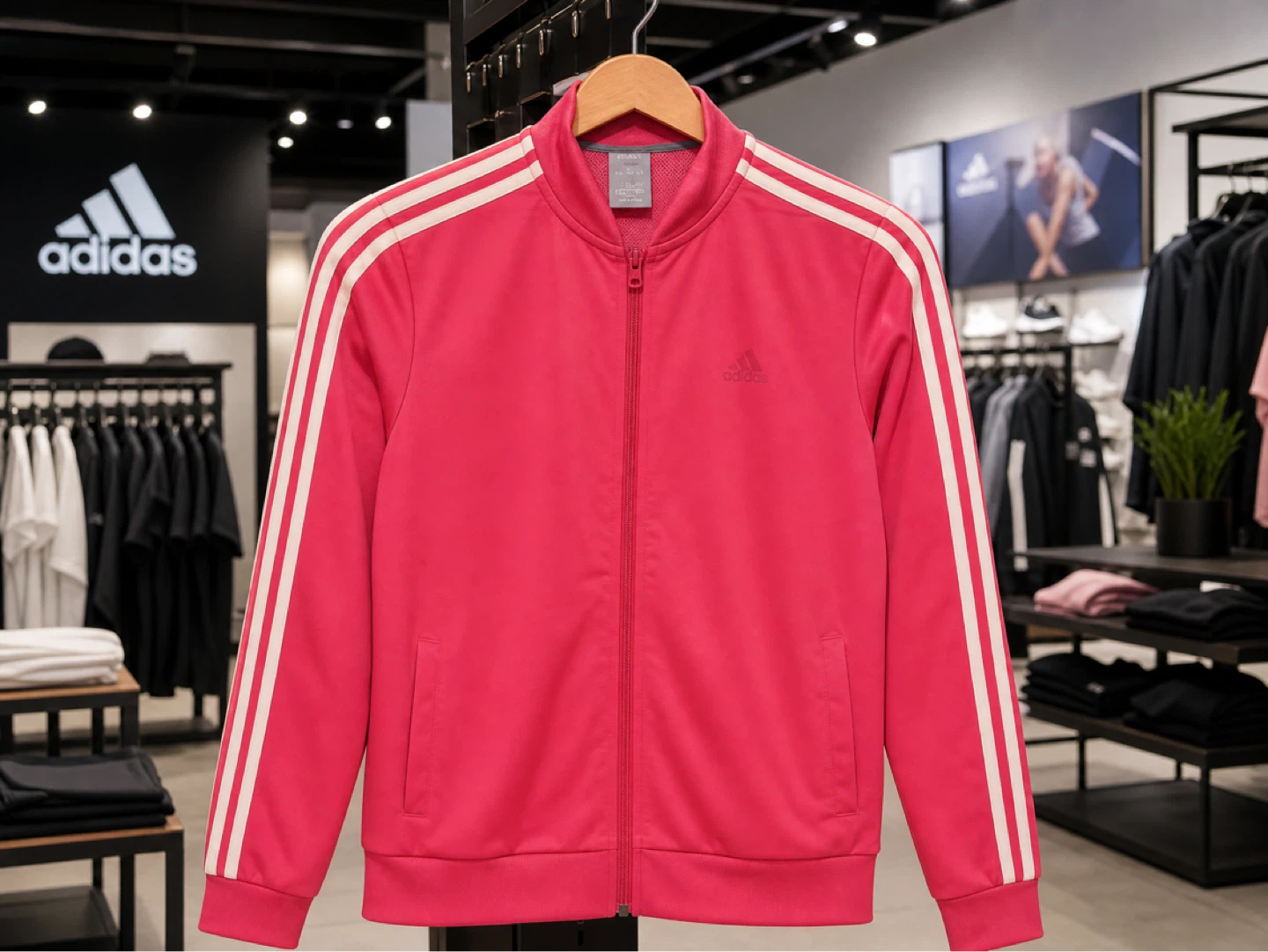 Adidas Track Jacket Pink White Stripes