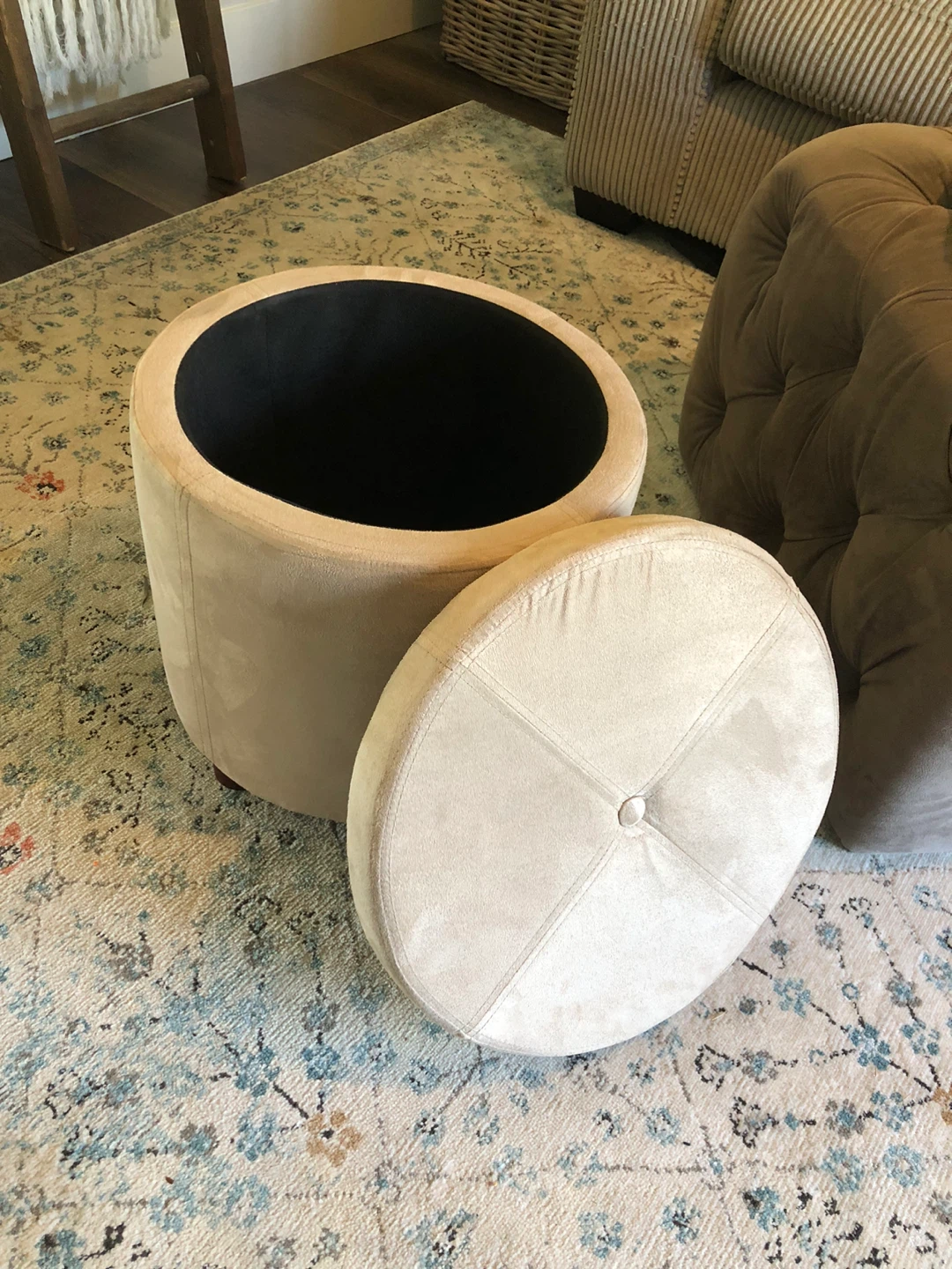 Beige Storage Ottoman