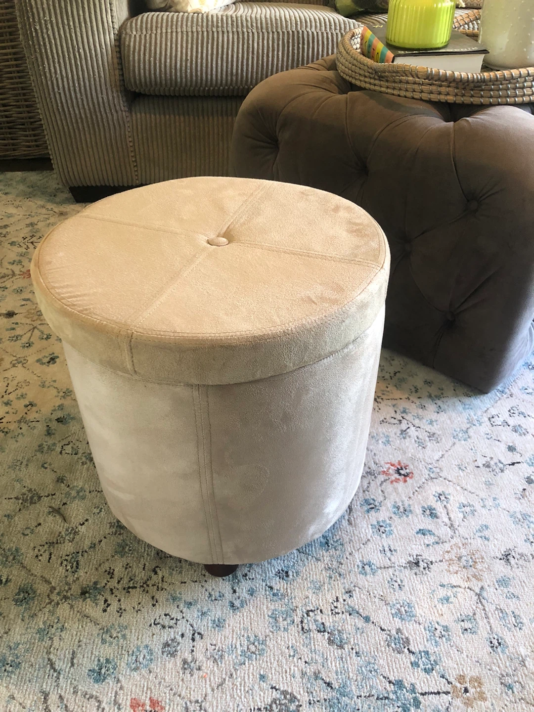 Beige Storage Ottoman - photo 2