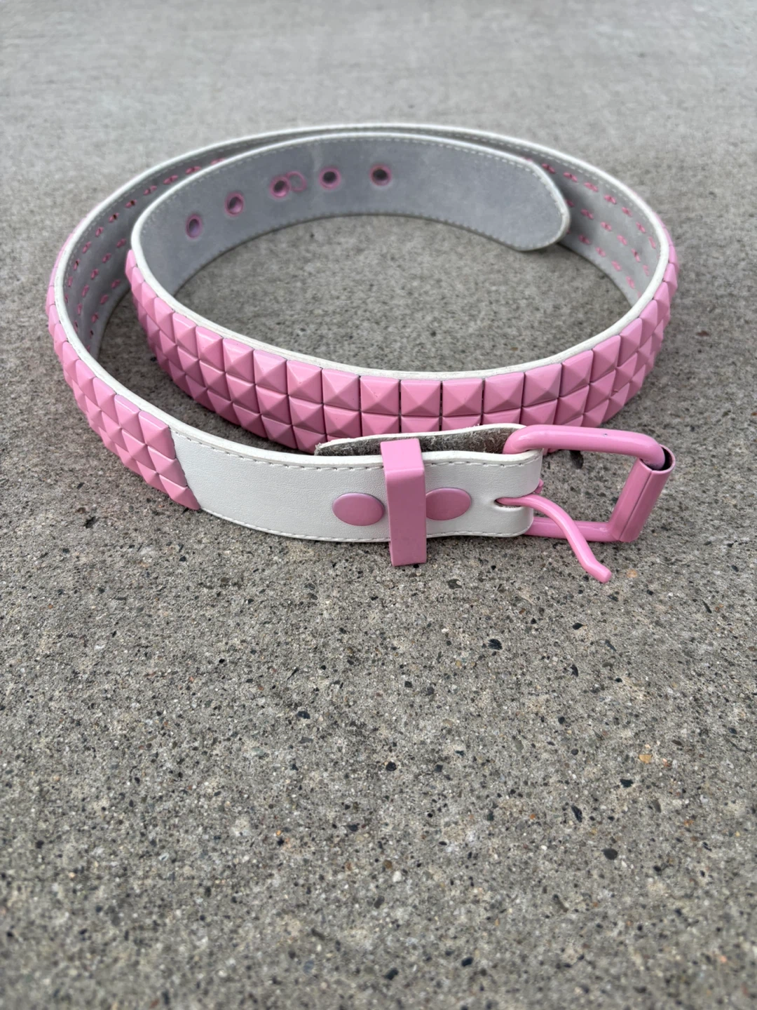 White and Pink Studded Belt [Size 38]