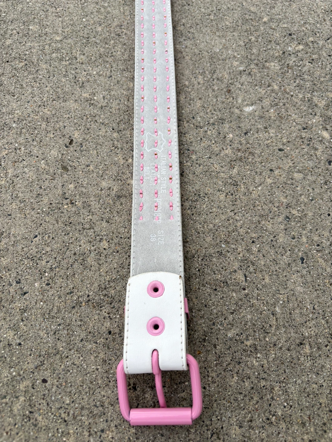 White and Pink Studded Belt [Size 38] - photo 2