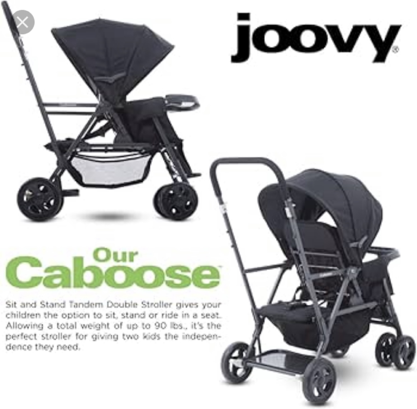Joovy Caboose Sit and Stand Tandem Double Stroller - photo 2