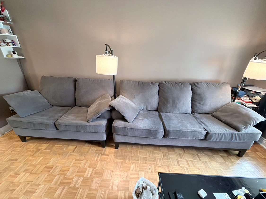 3 pieces Grey Sectional Sofa