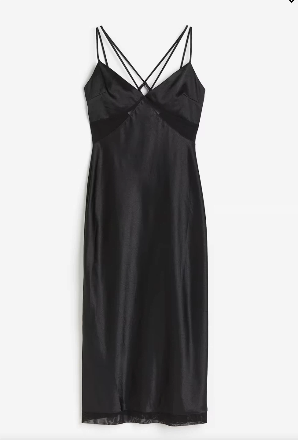 H&M Black Satin Slip Dress