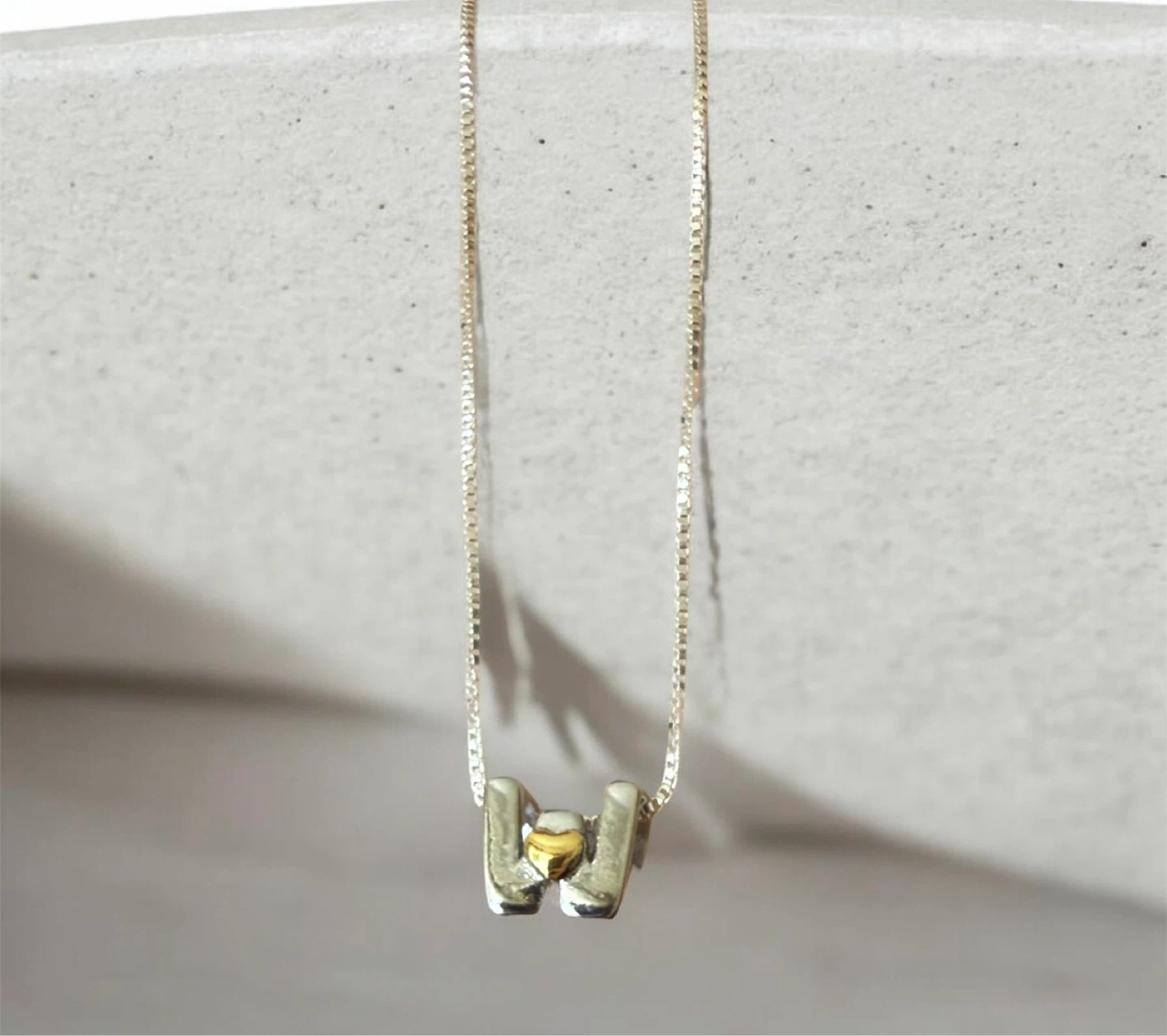 Two-tone W Pendant Necklace