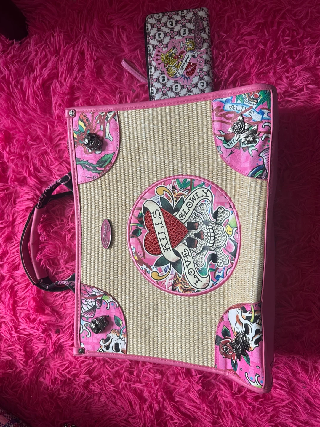 Ed Hardy Tote Bag and Wallet Set
