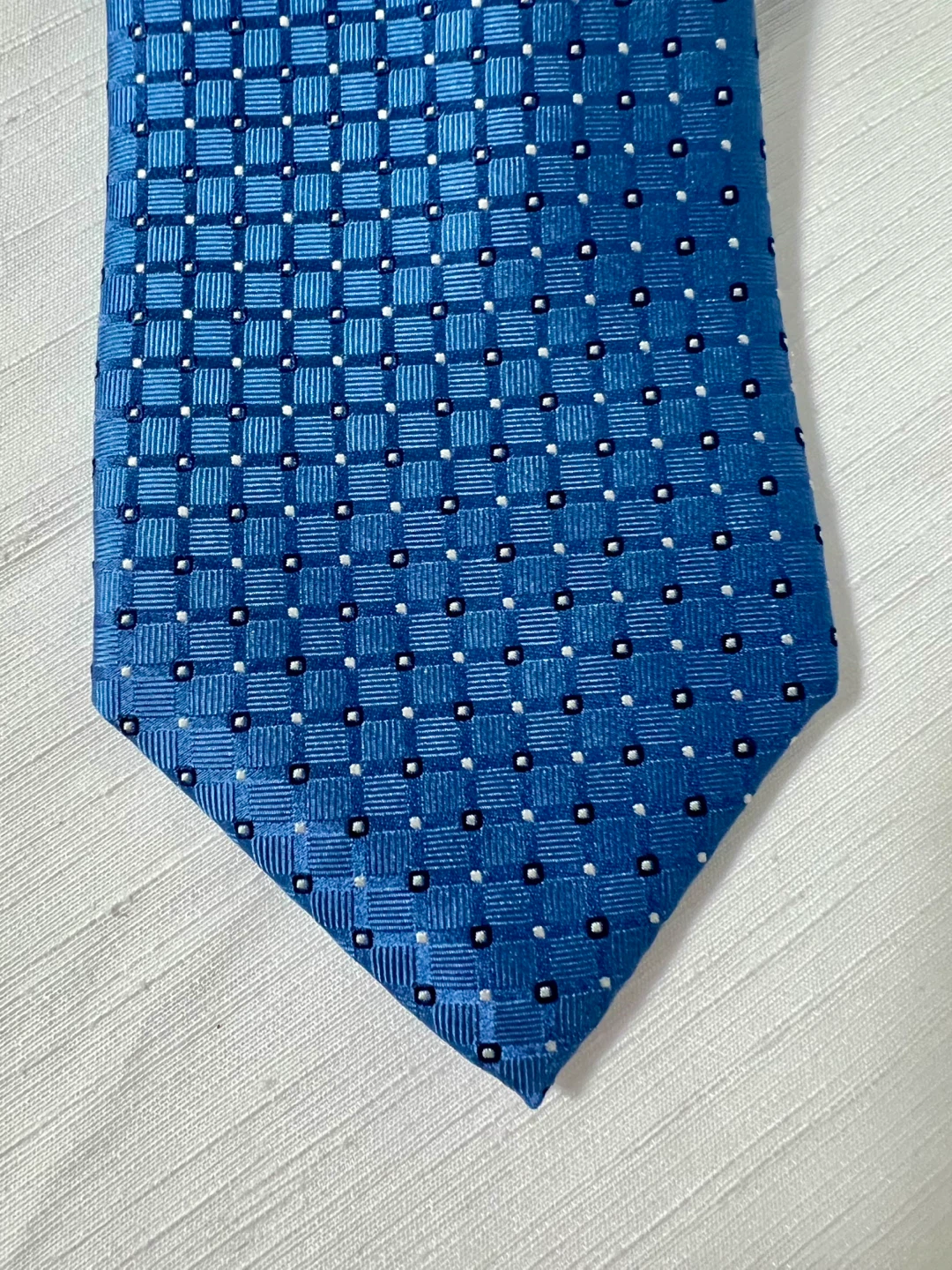Vintage Club Room Blue Geometric Pattern Tie - photo 2