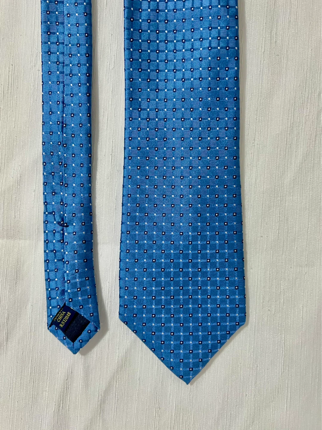 Vintage Club Room Blue Geometric Pattern Tie - photo 4