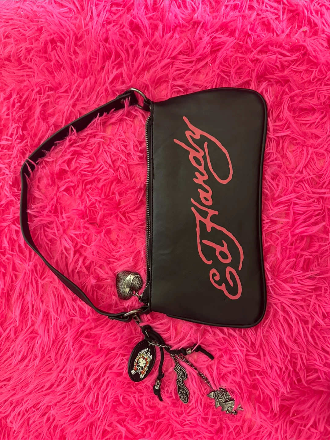 Ed Hardy Black Shoulder Bag with Charms - photo 2